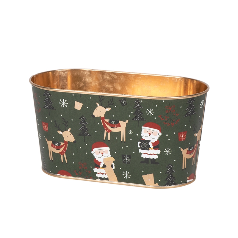 CACHE-POT DEC.NATALE 23X11,5X12CM METALLO