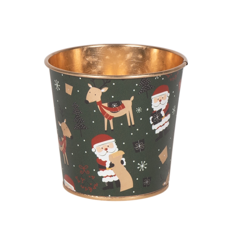CACHE-POT DEC.NATALE D.11X10CM METALLO