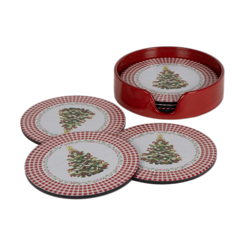 S/6 SOTTOBICCHIERI LIBRO ''ALBERO NATALE'' PVC
