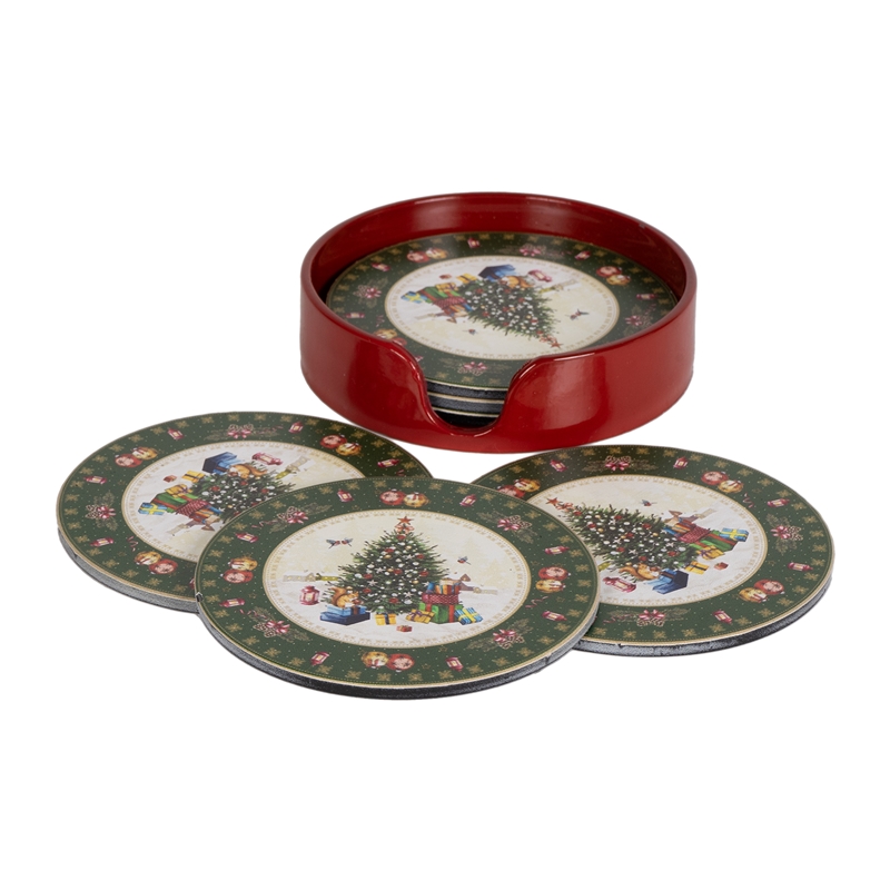 S/6 SOTTOBICCHIERI LIBRO ''ALBERO NATALE'' PVC