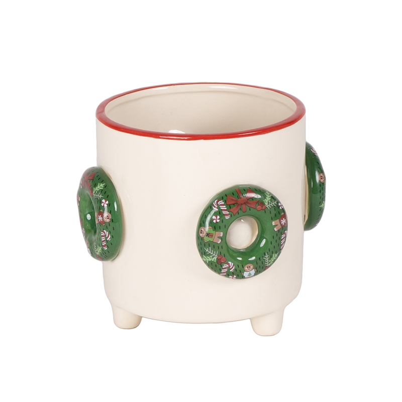 VASETTO BIANCO DEC.GHIRLANDA D.16X14CM CERAMICA