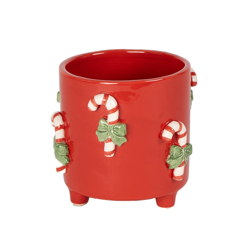 VASETTO ROSSO DEC.NATALE D.16X14CM CERAMICA