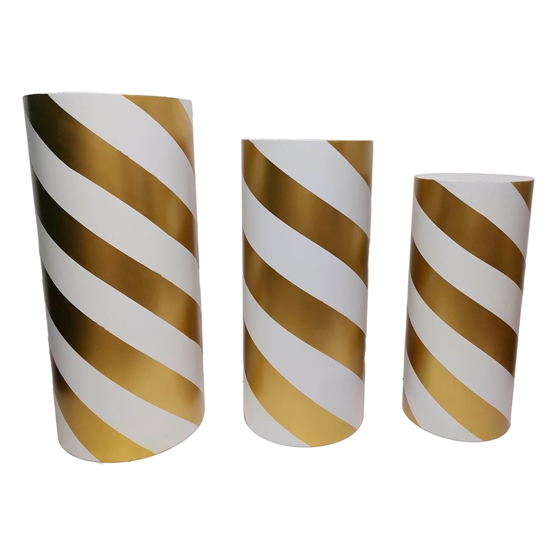 S/3 BASI CILINDRO ORO/BIANCHE METALLO