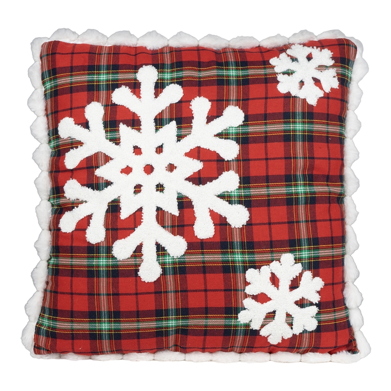 CUSCINO SCOZZESE DEC.FIOCCHI NEVE 45X45CM COTONE