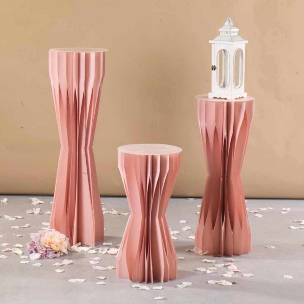 S/3 COLONNE SVASATE CARTA RIPIEGATA ROSA
