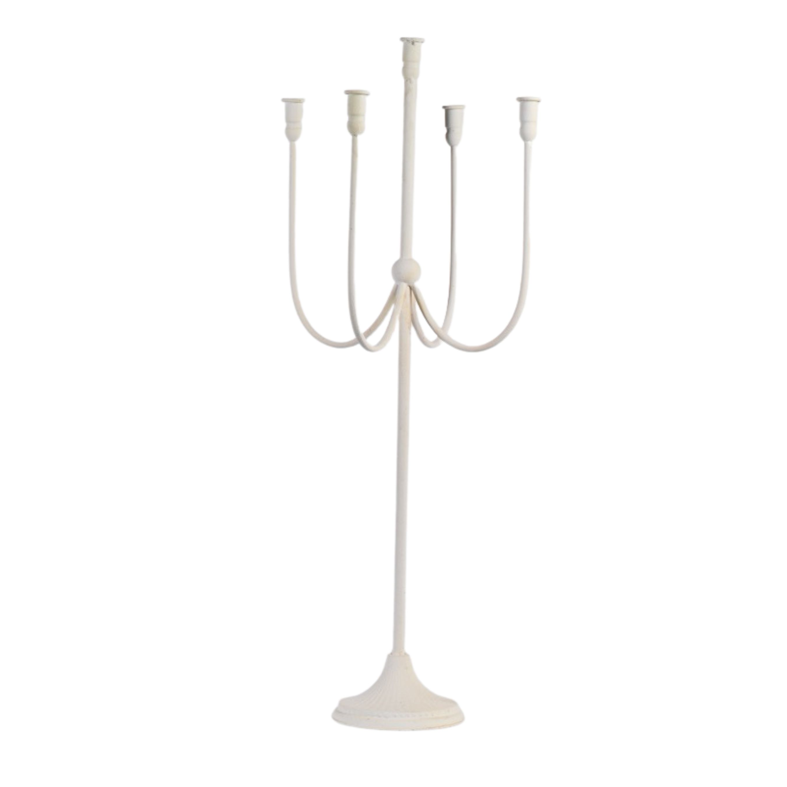 CANDELIERE STILIZZATO METALLO BIANCO D.25XH.75 CM