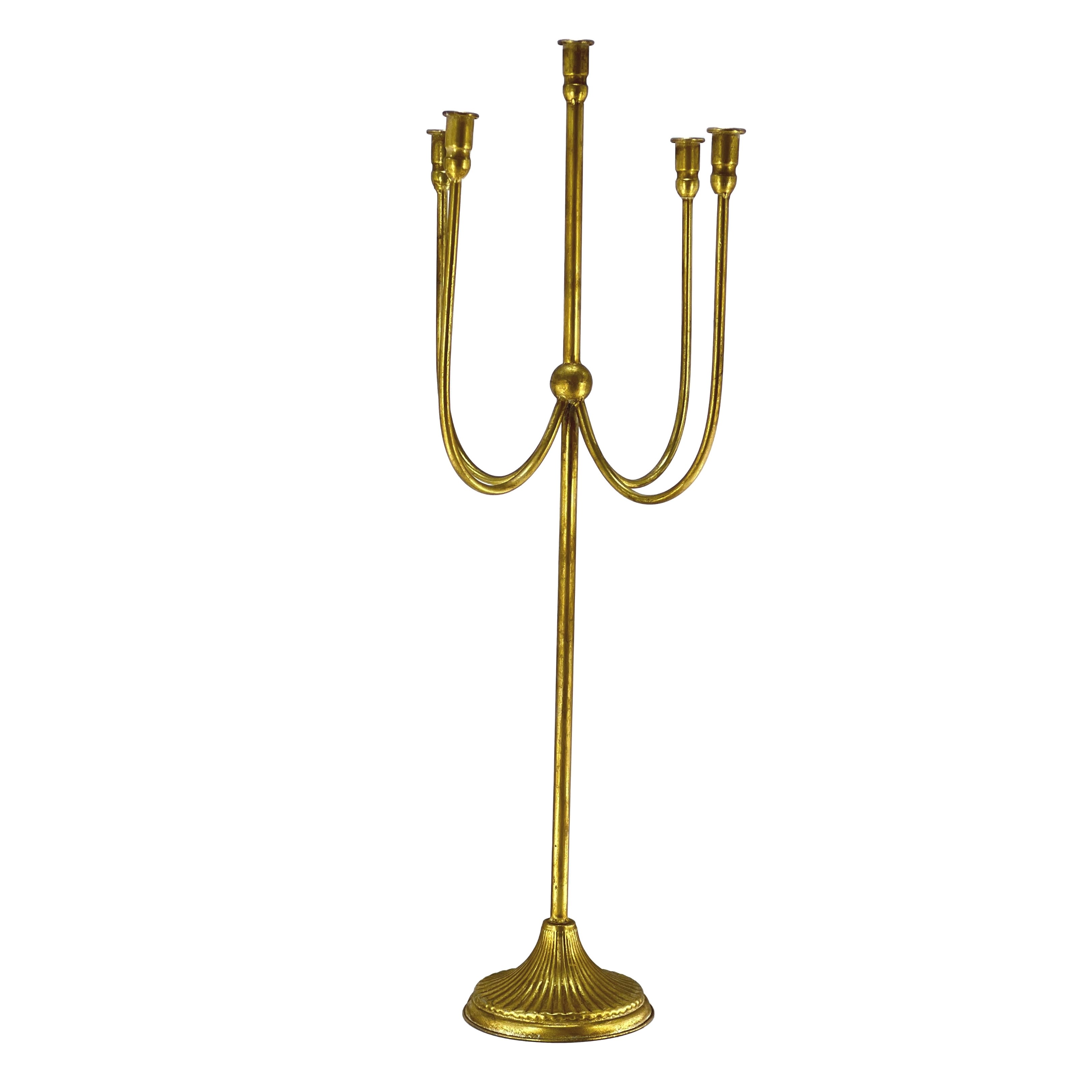 CANDELIERE STILIZZATO METALLO ORO D.27XH.90 CM