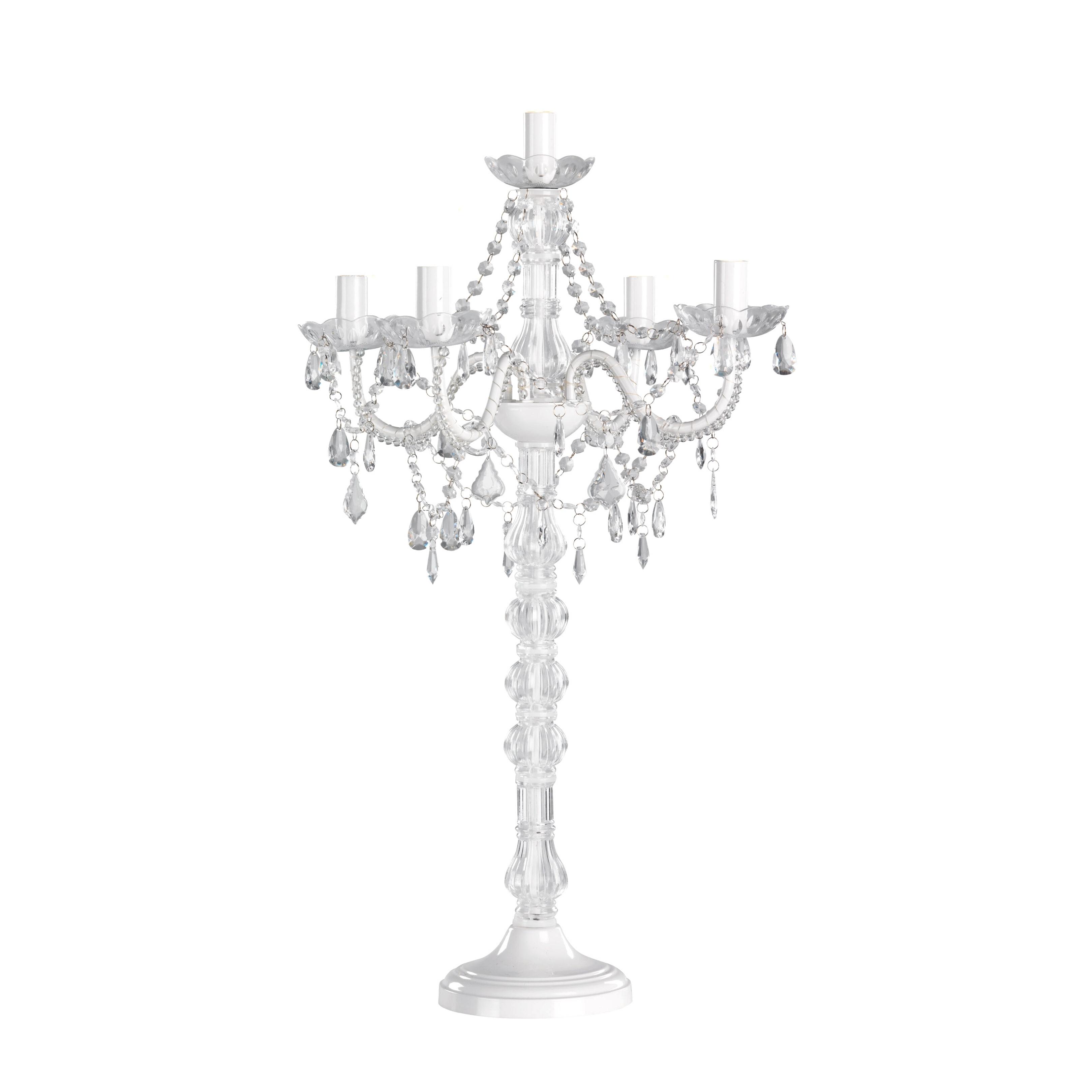 CANDELABRO 5 FIAMME BIANCO PLEXIGLASS D.52XH.80 CM
